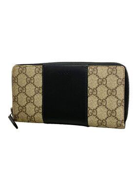Gucci Wallet GG Supreme Brown Black Silver